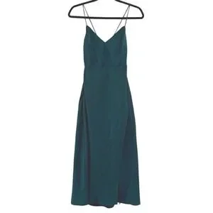 Hello Molly | Dresses | Nwt Hello Molly Climb To New Heights Slip Dark Green  Midi Dress Lace Up Back Xs | Poshmark